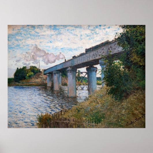 Claude Monet - Die Eisenbahnbrücke in Argenteuil Poster (Vorne)