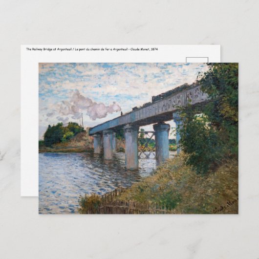 Claude Monet - Die Eisenbahnbrücke in Argenteuil Postkarte (Vorne/Hinten)