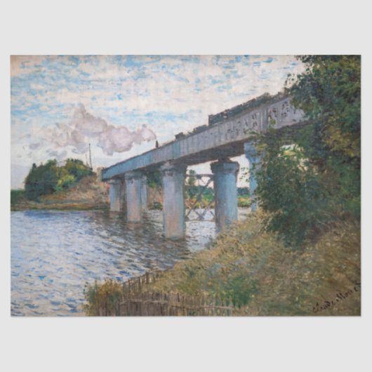 Claude Monet - Die Eisenbahnbrücke in Argenteuil Seidenpapier (Vorderseite)