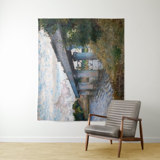 Claude Monet - Die Eisenbahnbrücke in Argenteuil Wandteppich (Beispiel)