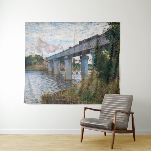 Claude Monet - Die Eisenbahnbrücke in Argenteuil Wandteppich (Beispiel (Horizontal))
