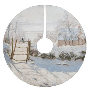 Claude Monet - Die Elster Polyester Weihnachtsbaumdecke