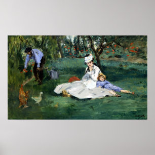 Claude Monet Die Familie Monet im Garten Poster