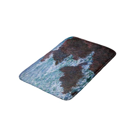 Claude Monet - Die Felsen an der Wilden Küste von Badematte (Schrägansicht)