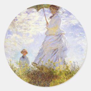Claude Monet - Die Frau mit dem Sonnenschirm Runder Aufkleber