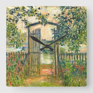 Claude Monet: Die Gartentür in Vetheuil Quadratische Wanduhr