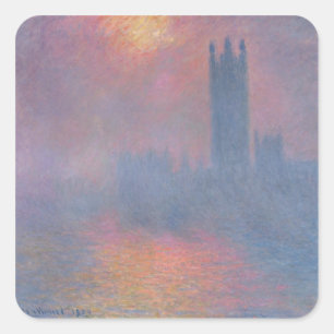 Claude Monet   die Häuser des Parlaments, London Quadratischer Aufkleber
