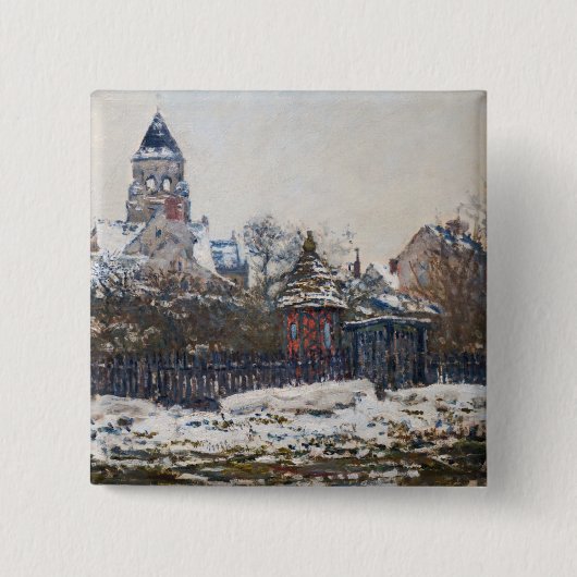 Claude Monet - Die Kirche in Vetheuil Button (Vorderseite)