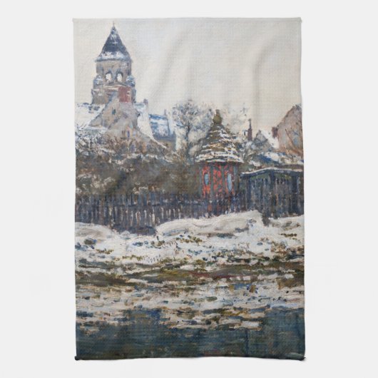 Claude Monet - Die Kirche in Vetheuil Geschirrtuch (Vertikal)