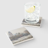 Claude Monet - Die Kirche in Vetheuil Steinuntersetzer (Seitenansicht)