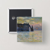 Claude Monet - Die Klippe, Etretat, Sonnenuntergan Button (Vorne & Hinten)
