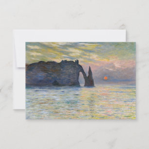 Claude Monet - Die Klippe, Etretat, Sonnenuntergan Dankeskarte