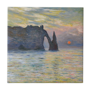 Claude Monet - Die Klippe, Etretat, Sonnenuntergan Fliese