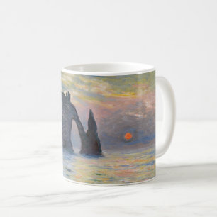Claude Monet - Die Klippe, Etretat, Sonnenuntergan Kaffeetasse