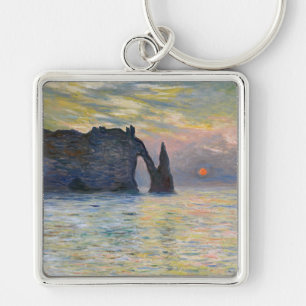 Claude Monet - Die Klippe, Etretat, Sonnenuntergan Schlüsselanhänger