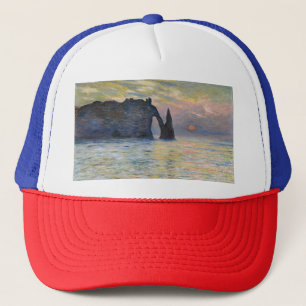 Claude Monet - Die Klippe, Etretat, Sonnenuntergan Truckerkappe