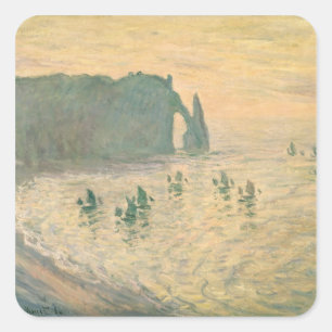 Claude Monet die Klippen bei Etretat, 1886 Quadratischer Aufkleber
