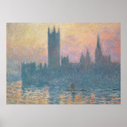 Claude Monet | Die Parlamentshäuser, Sunset Poster (Vorne)