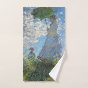 Claude Monet - Die Promenade, Frau mit Sonnenschir Badhandtuch Set
