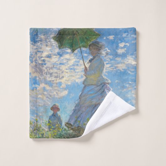 Claude Monet - Die Promenade, Frau mit Sonnenschir Badhandtuch Set (Waschlappen)