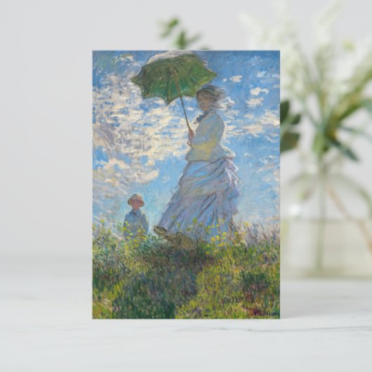 Claude Monet - Die Promenade, Frau mit Sonnenschir Dankeskarte (Stehend Vorderseite)