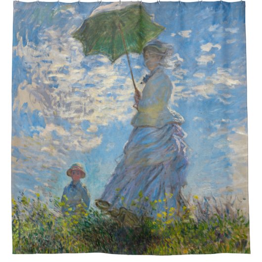 Claude Monet - Die Promenade, Frau mit Sonnenschir Duschvorhang (Vorderseite)
