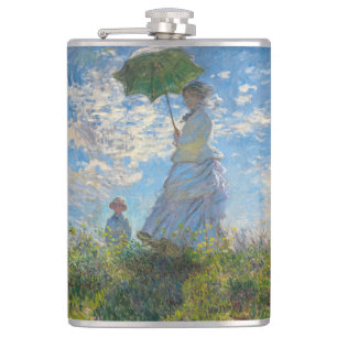 Claude Monet - Die Promenade, Frau mit Sonnenschir Flachmann