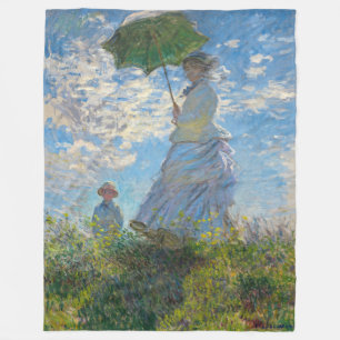 Claude Monet - Die Promenade, Frau mit Sonnenschir Fleecedecke