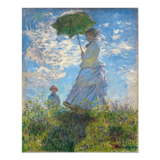 Claude Monet - Die Promenade, Frau mit Sonnenschir Fotodruck (Vorne)