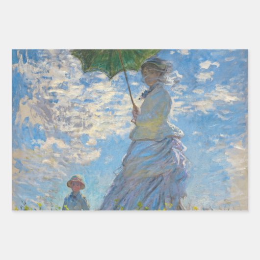Claude Monet - Die Promenade, Frau mit Sonnenschir Geschenkpapier Set (Vorderseite)