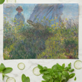 Claude Monet - Die Promenade, Frau mit Sonnenschir Geschirrtuch (Gefaltet)