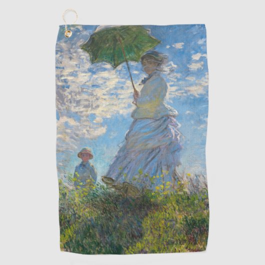 Claude Monet - Die Promenade, Frau mit Sonnenschir Golfhandtuch (Vorderseite)