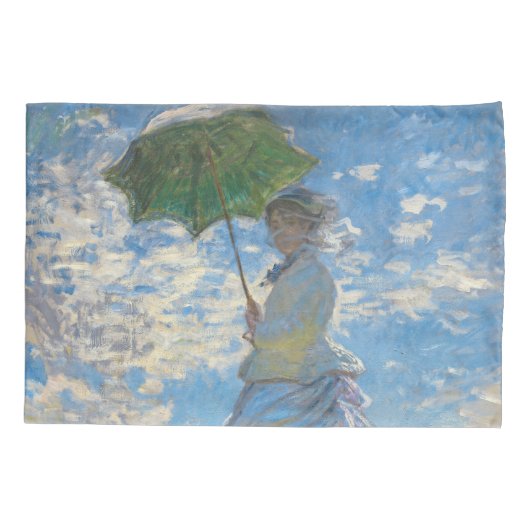 Claude Monet - Die Promenade, Frau mit Sonnenschir Kissenbezug (Rückseite)