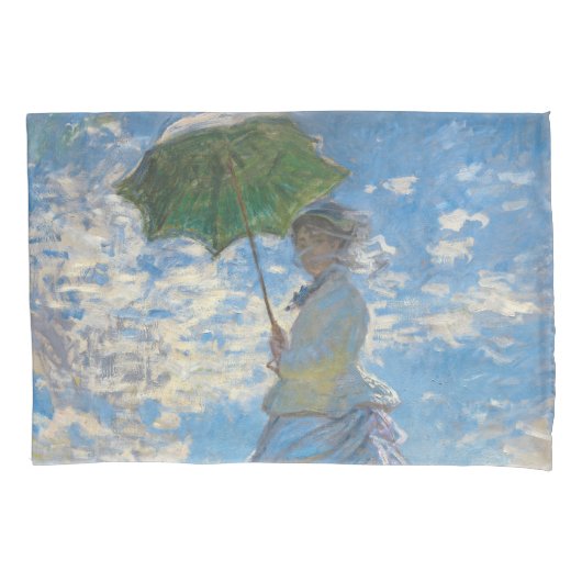 Claude Monet - Die Promenade, Frau mit Sonnenschir Kissenbezug (Vorderseite)