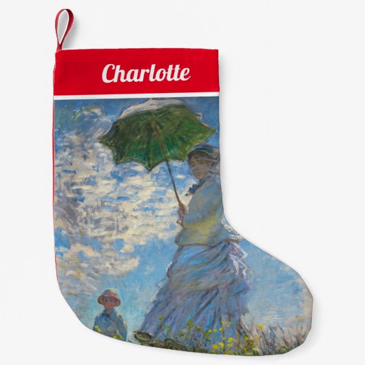 Claude Monet - Die Promenade, Frau mit Sonnenschir Kleiner Weihnachtsstrumpf (Vorderseite)