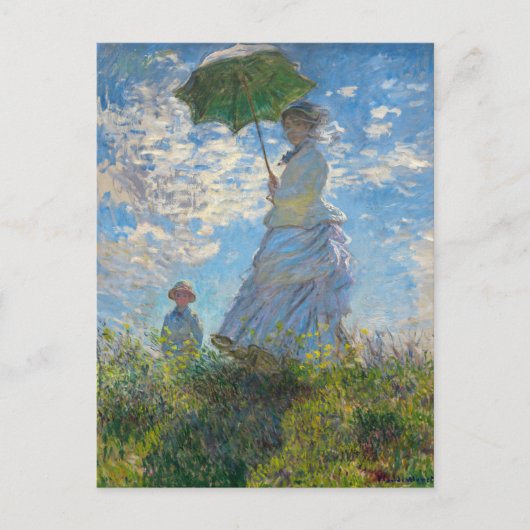 Claude Monet - Die Promenade, Frau mit Sonnenschir Postkarte (Vorderseite)