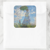 Claude Monet - Die Promenade, Frau mit Sonnenschir Quadratischer Aufkleber (Tasche)