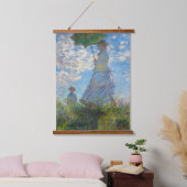 Claude Monet - Die Promenade, Frau mit Sonnenschir Wandteppich Mit Holzrahmen (Schlafzimmer)
