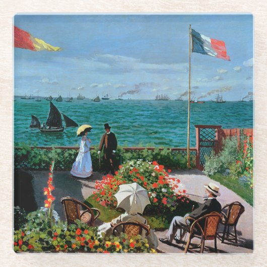 Claude Monet | die Terrasse bei Sainte-Adresse, Glasuntersetzer (Vorderseite)