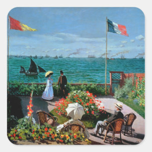Claude Monet   die Terrasse bei Sainte-Adresse, Quadratischer Aufkleber