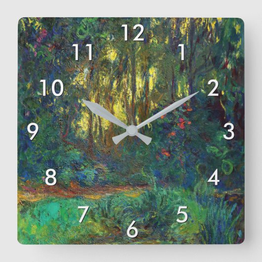 Claude Monet - Ecke eines Teiches mit Wasserlilien Quadratische Wanduhr (Vorderseite)