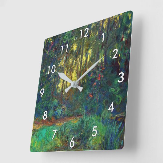 Claude Monet - Ecke eines Teiches mit Wasserlilien Quadratische Wanduhr (Winkel)