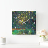 Claude Monet - Ecke eines Teiches mit Wasserlilien Quadratische Wanduhr (Zuhause)