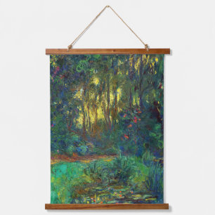 Claude Monet - Ecke eines Teiches mit Wasserlilien Wandteppich Mit Holzrahmen