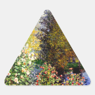 Claude Monet Eine Ecke des Gartens Dreieckiger Aufkleber