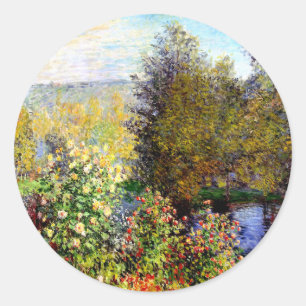 Claude Monet Eine Ecke des Gartens in Montgeron Runder Aufkleber