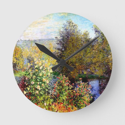 Claude Monet Eine Ecke des Gartens Runde Wanduhr (Vorderseite)