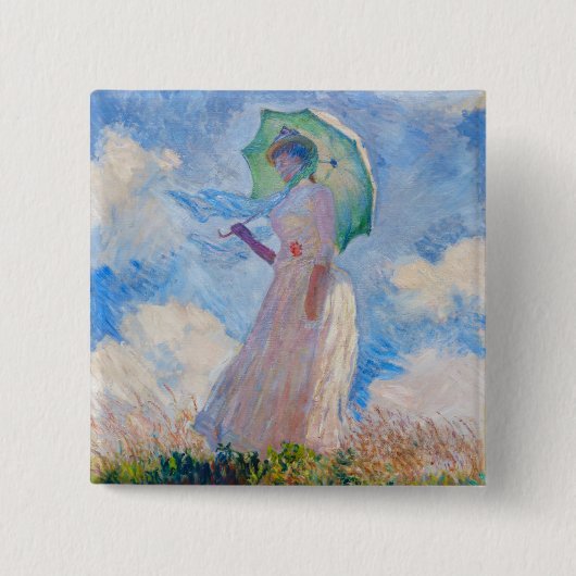 Claude Monet - Eine Frau mit einem Parasol gegenüb Button (Vorderseite)