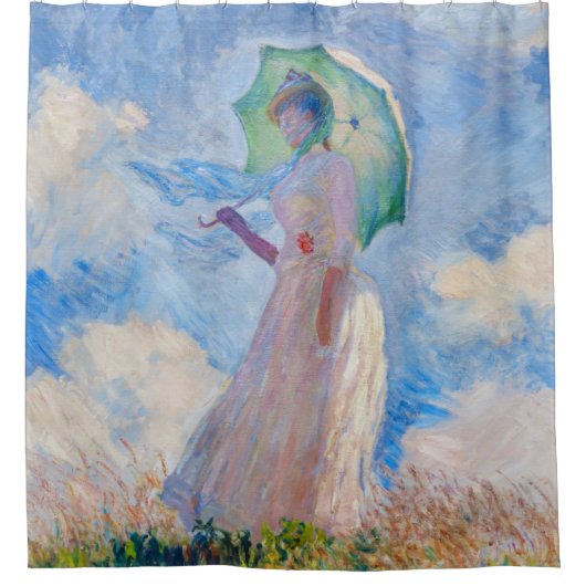 Claude Monet - Eine Frau mit einem Parasol gegenüb Duschvorhang (Vorderseite)