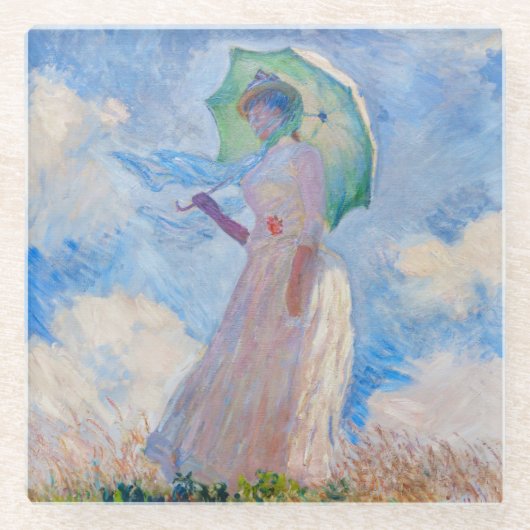 Claude Monet - Eine Frau mit einem Parasol gegenüb Glasuntersetzer (Vorderseite)